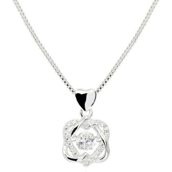 Interlocking Heart Necklace Sterling Silver Gold Plated 18 Inch Gift for Women - Picture 1 of 7